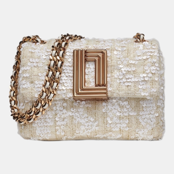 KARL LAGERFELD PARIS LAFAYETTE MINI CROSSBODY TWEED - Winter White