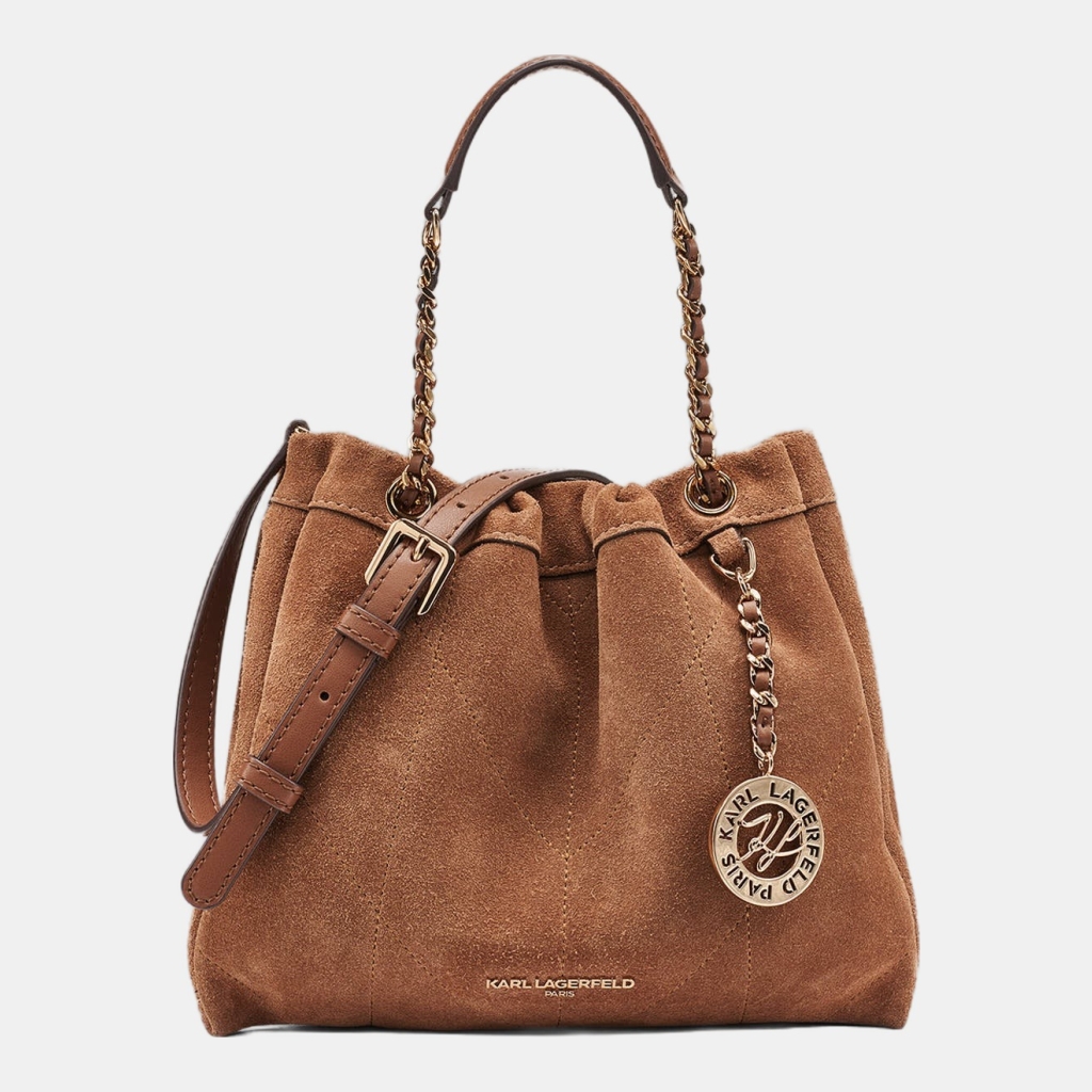 KARL LAGERFELD PARIS AMANDINE CROSSBODY BAG SUEDE - Cognac