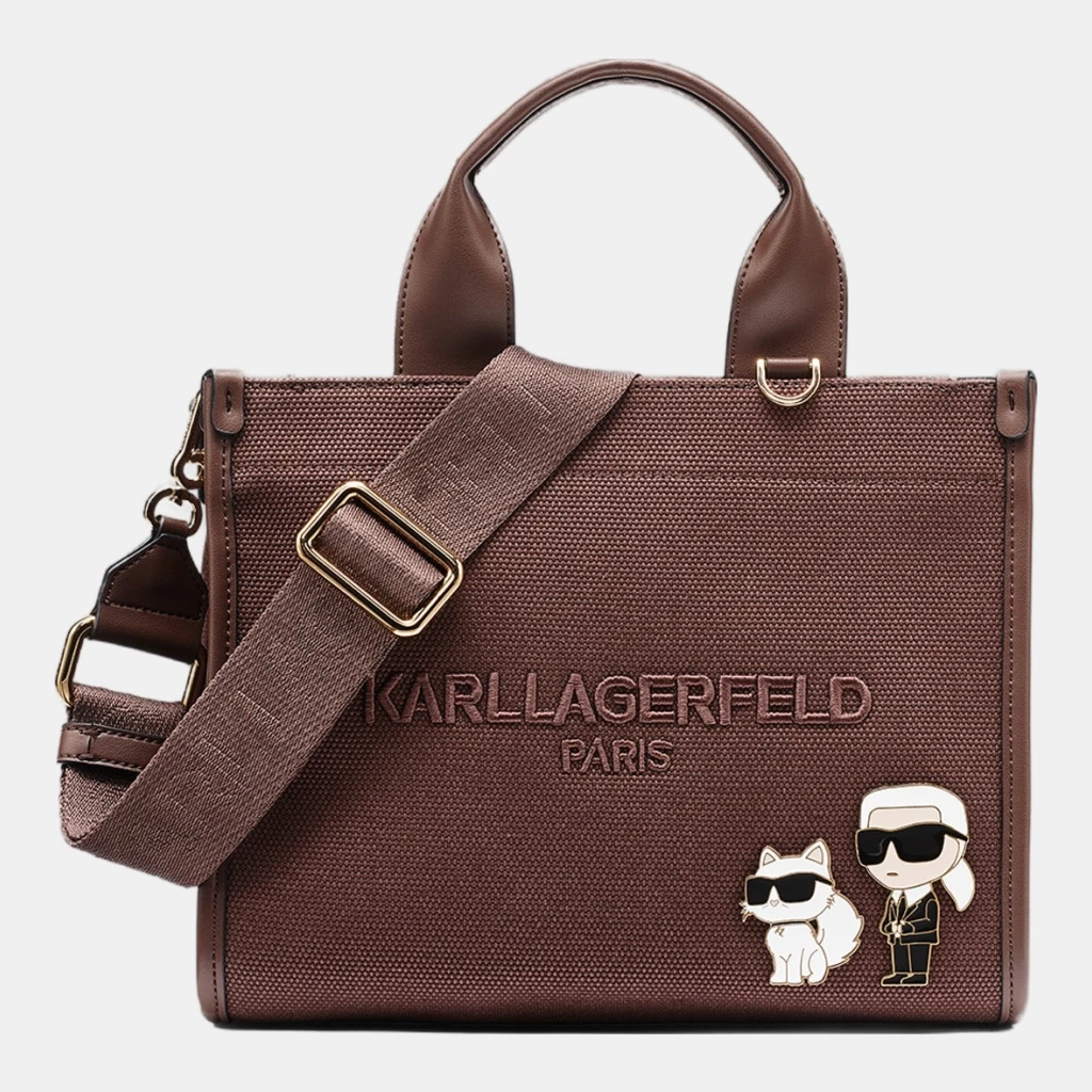 KARL LAGERFELD PARIS KRISTINA SMALL TOTE WITH TOP ZIPPER - Chocolate