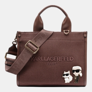 KARL LAGERFELD PARIS KRISTINA SMALL TOTE WITH TOP ZIPPER - Chocolate