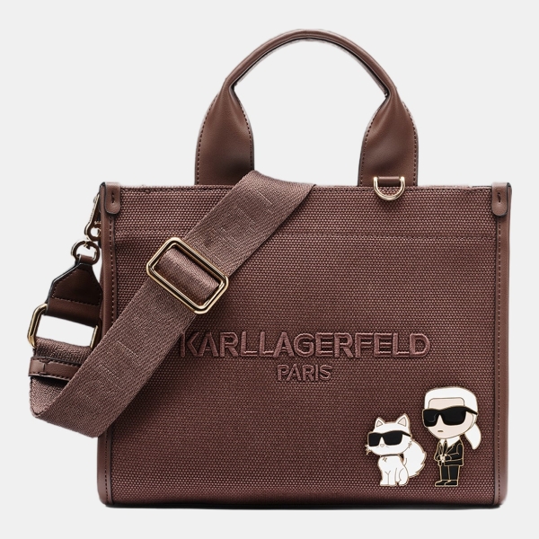 KARL LAGERFELD PARIS KRISTINA SMALL TOTE WITH TOP ZIPPER - Chocolate