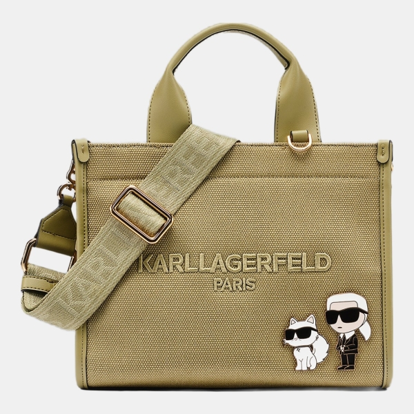KARL LAGERFELD PARIS KRISTINA SMALL TOTE WITH TOP ZIPPER - Olive