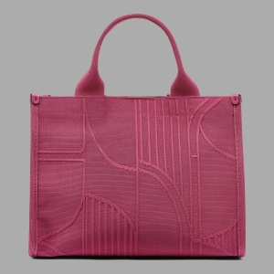 KARL LAGERFELD PARIS KRISTINA DEBOSS KNIT MEDIUM TOTE - Currant - Image 4