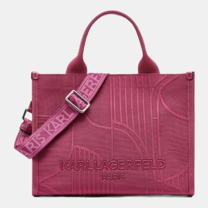 KARL LAGERFELD PARIS KRISTINA DEBOSS KNIT MEDIUM TOTE - Currant