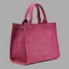 KARL LAGERFELD PARIS KRISTINA DEBOSS KNIT MEDIUM TOTE - Currant - Image 3