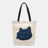 KARL LAGERFELD PARIS CANNES DENIM CHOUPETTE CANVAS TOTE - White/Blue