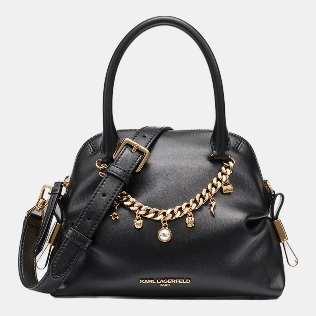 KARL LAGERFELD PARIS CHARLINE CROSSBODY WITH CHARMS - Black / Gold
