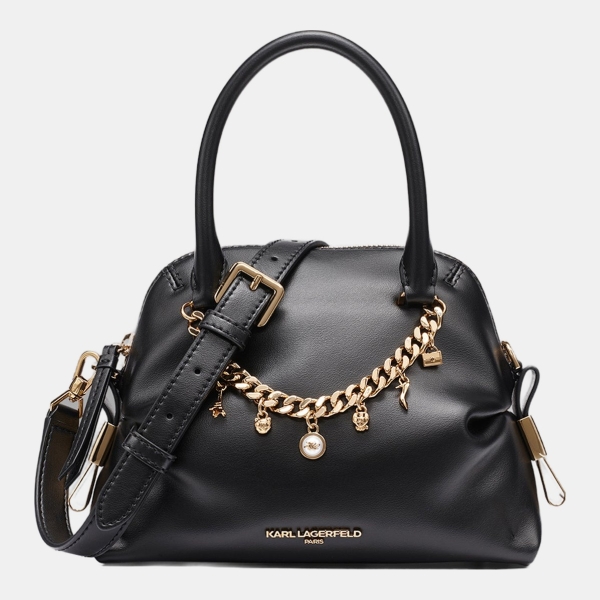 KARL LAGERFELD PARIS CHARLINE CROSSBODY WITH CHARMS - Black / Gold