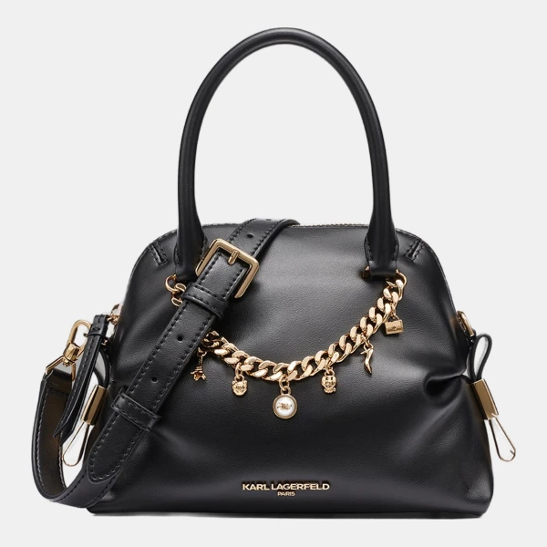 KARL LAGERFELD PARIS CHARLINE CROSSBODY WITH CHARMS - Black / Gold