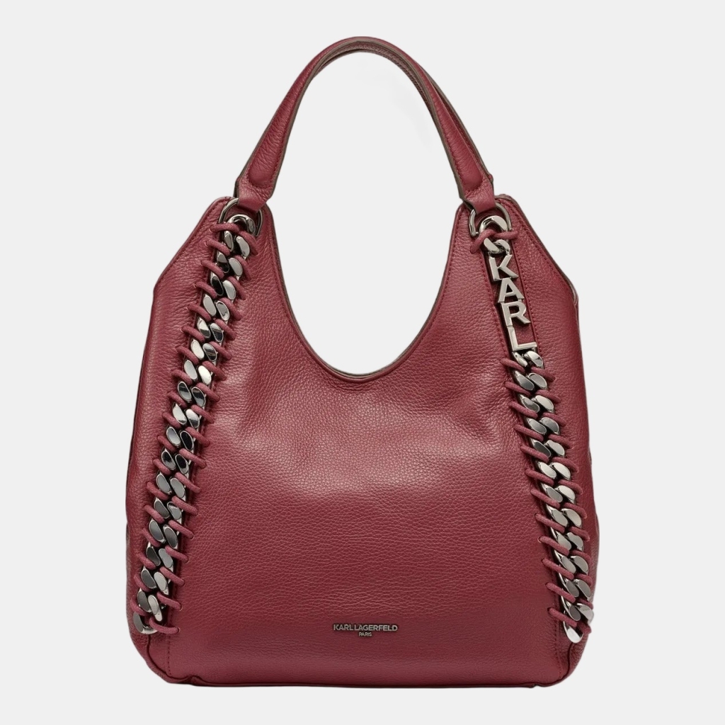 KARL LAGERFELD PARIS GAEL CHAIN SHOULDER BAG - Red