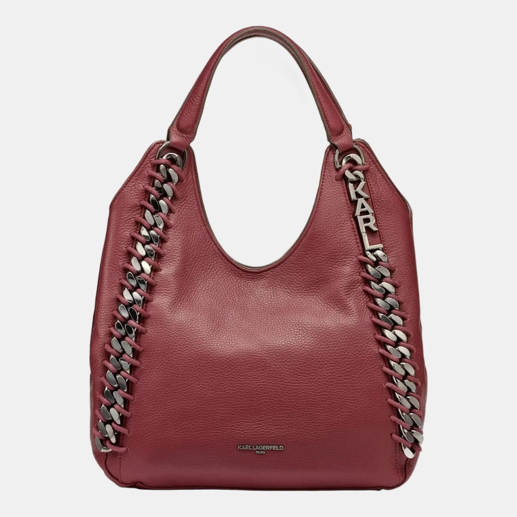 KARL LAGERFELD PARIS GAEL CHAIN SHOULDER BAG - Red