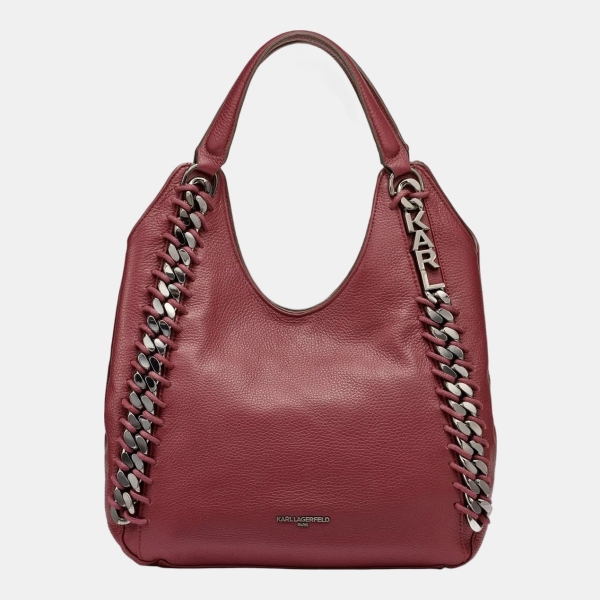 KARL LAGERFELD PARIS GAEL CHAIN SHOULDER BAG - Red