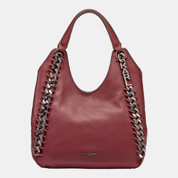 KARL LAGERFELD PARIS GAEL CHAIN SHOULDER BAG - Red