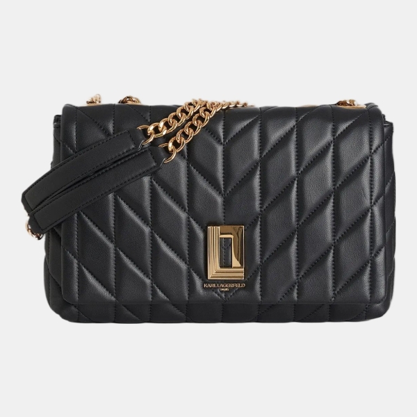 KARL LAGERFELD PARIS LAFAYETTE QUILTED SHOULDER BAG - Black/Gold