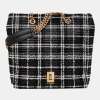 KARL LAGERFELD PARIS LAFAYETTE CHENILLE PLAID TOTE - Black/White