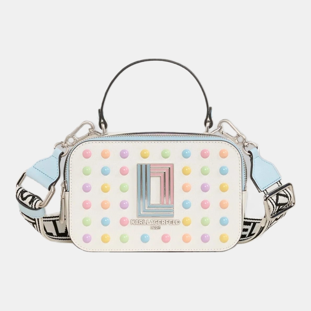 KARL LAGERFELD PARIS SIMONE CAMERA CROSSBODY - Ivory/Candy
