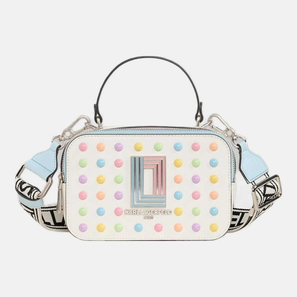 KARL LAGERFELD PARIS SIMONE CAMERA CROSSBODY - Ivory/Candy