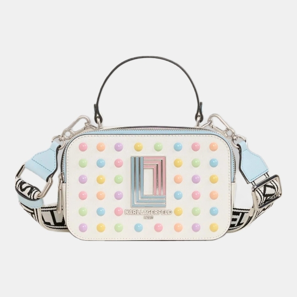 KARL LAGERFELD PARIS SIMONE CAMERA CROSSBODY - Ivory/Candy