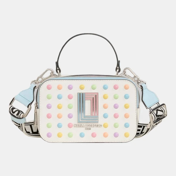 KARL LAGERFELD PARIS SIMONE CAMERA CROSSBODY - Ivory/Candy