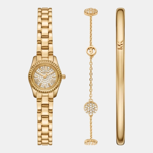 Michael Kors Lexington Mini Quartz Crystal Pave Dial Women's Watch - Gold
