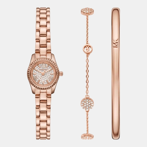 Michael Kors Lexington Mini Quartz Crystal Pave Dial Women's Watch - Rose Gold