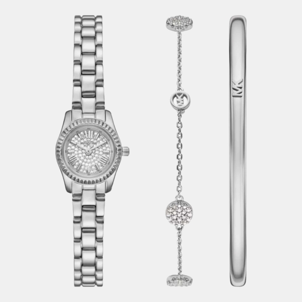 Michael Kors Lexington Petite Quartz Crystal Pave Dial Women's Watch - Silver