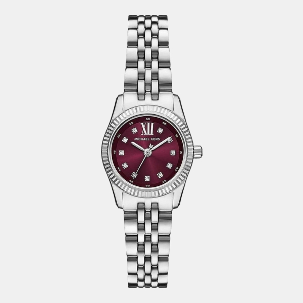 Michael Kors Lexington Quartz Burgundy Dial Women's Watch - Silver