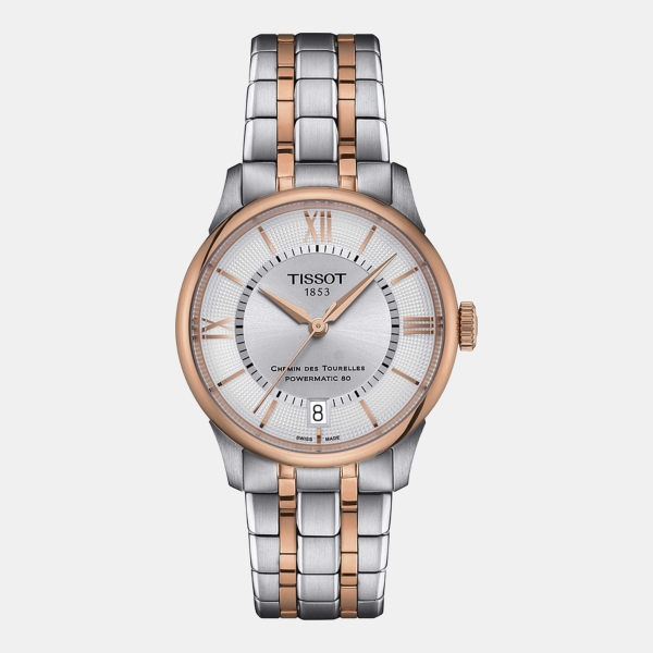 Tissot T-Classic Automatic Silver Dial Women's Watch - Silver And Rose Gold
