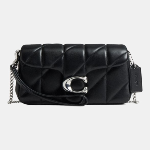 Coach Tabby Chain Crossbody Bag 19 With Quilting - Silver/Black