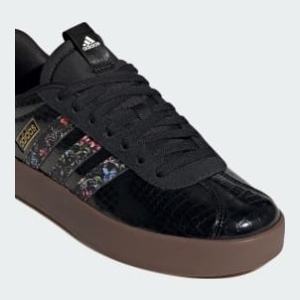 Adidas Platform Sneakers - Black with Floral Accents and Brown Sole - Size 8.5