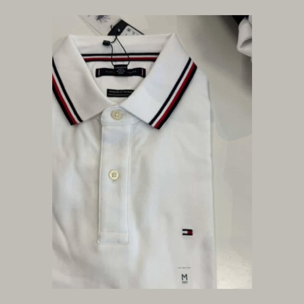 Tommy Hilfiger Short Sleeve Polo Shirt - White - Size 2XL