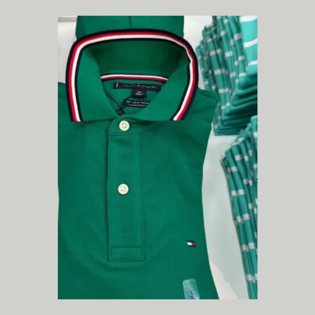 Tommy Hilfiger Short Sleeve Polo Shirt - Green - Size 2XL
