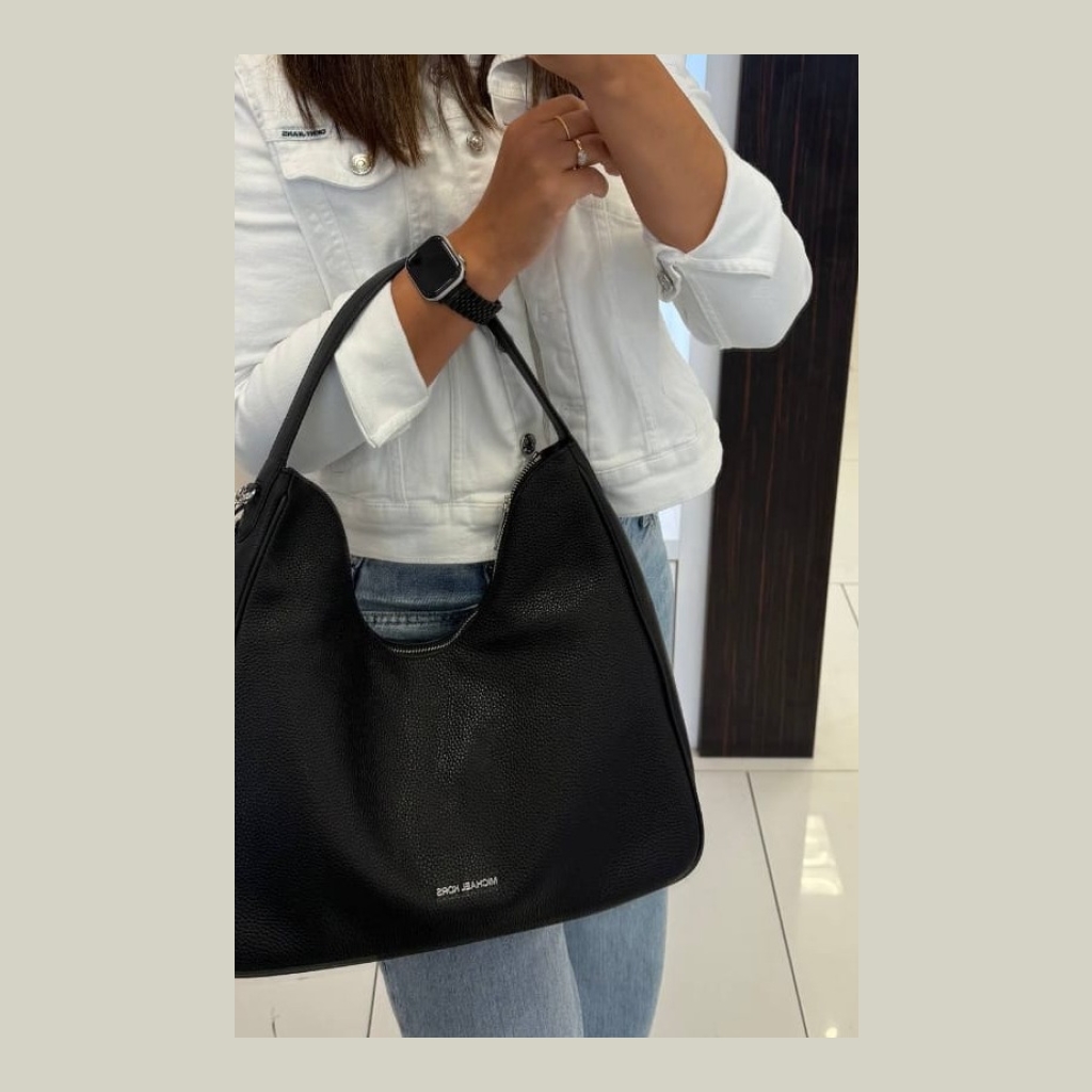 Michael Kors Large Pebbled Leather Hobo Bag - Black