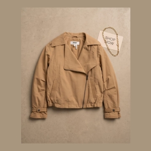 DKNY Asymmetrical Zip Jacket - Camel - Size medium