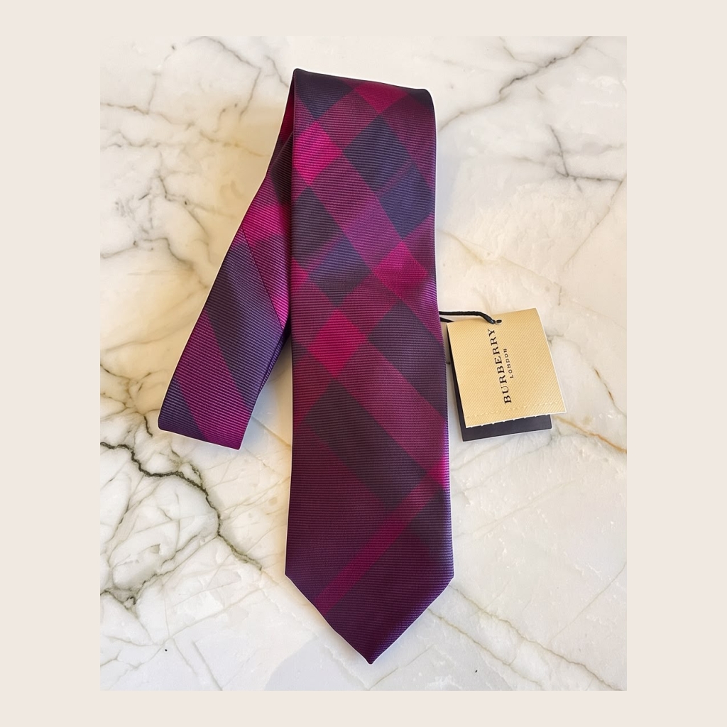 Burberry Plaid Silk Tie - Purple and Magenta Plaid