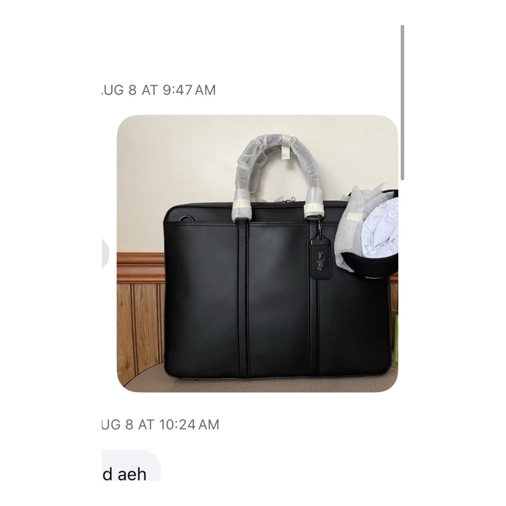 Coach Black Leather Briefcase Bag - Black