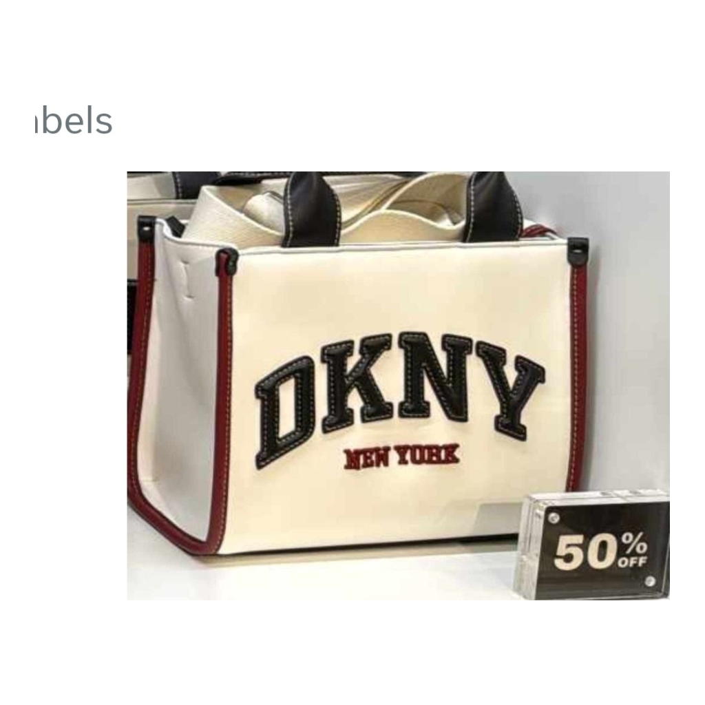 DKNY Tote Bag - Cream with Red and Black accents