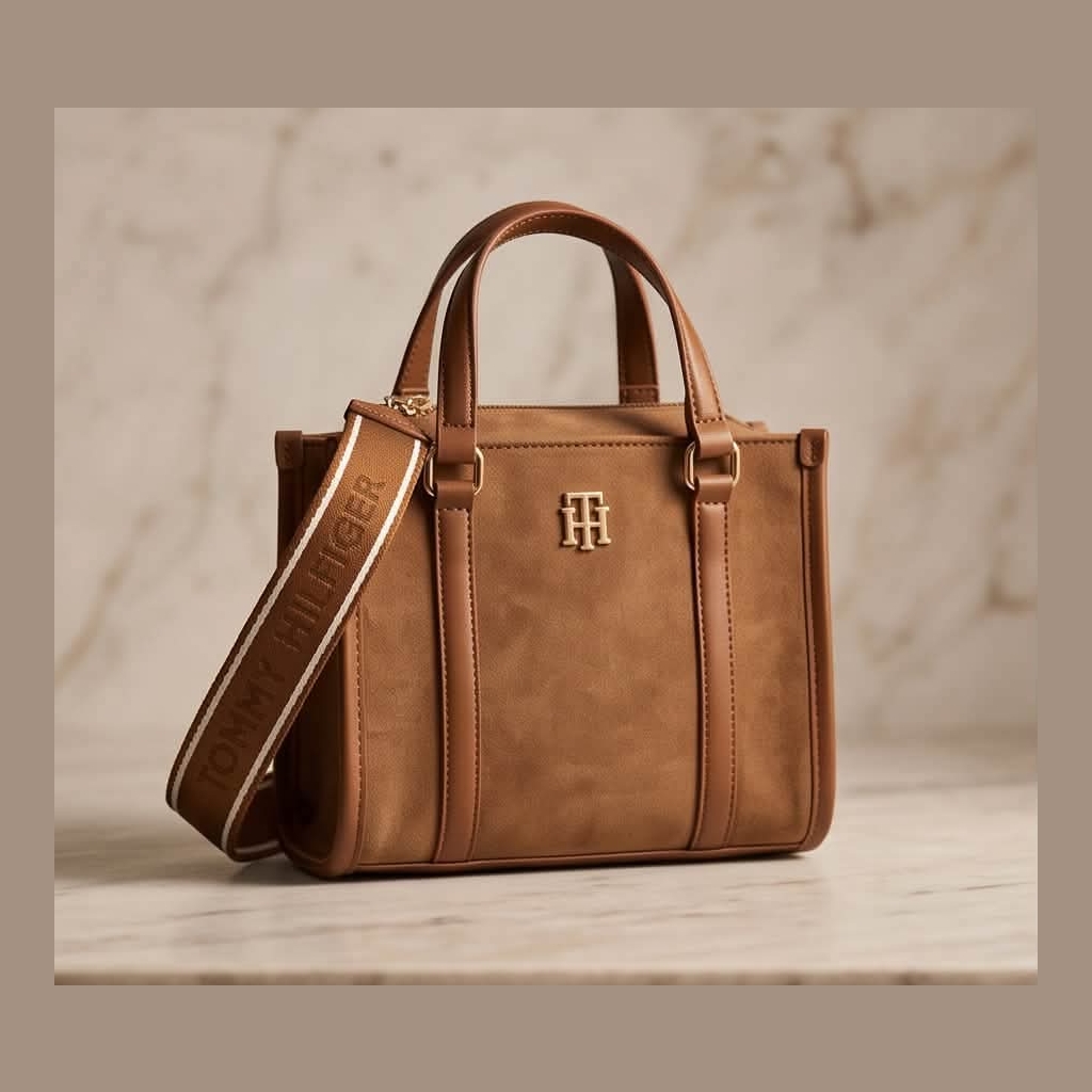 Tommy Hilfiger Suede Mini Tote Bag - Camel