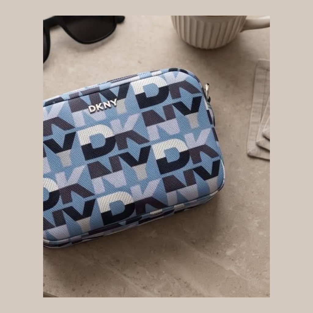 DKNY Geometric Pattern Crossbody Bag - Blue Geometric Pattern