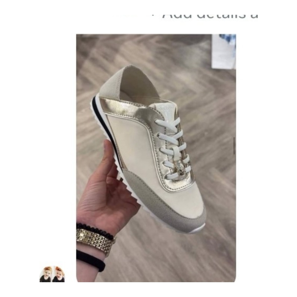 Michael Kors Fashion Sneakers - Cream, Gold, and Gray - Size 37