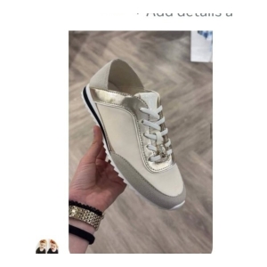 Michael Kors Fashion Sneakers - Cream, Gold, and Gray - Size 37
