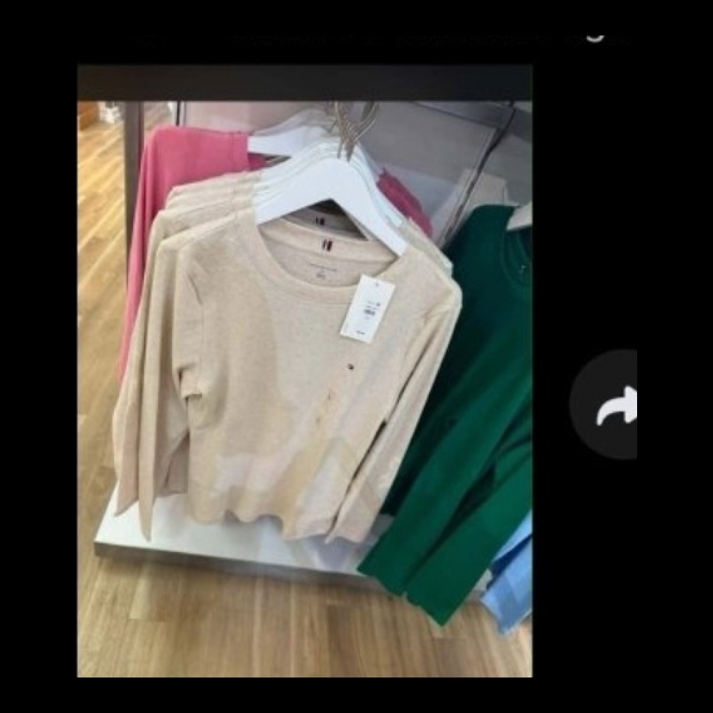 Tommy Hilfiger Long Sleeve Crew Neck Sweater - Beige - Size medium