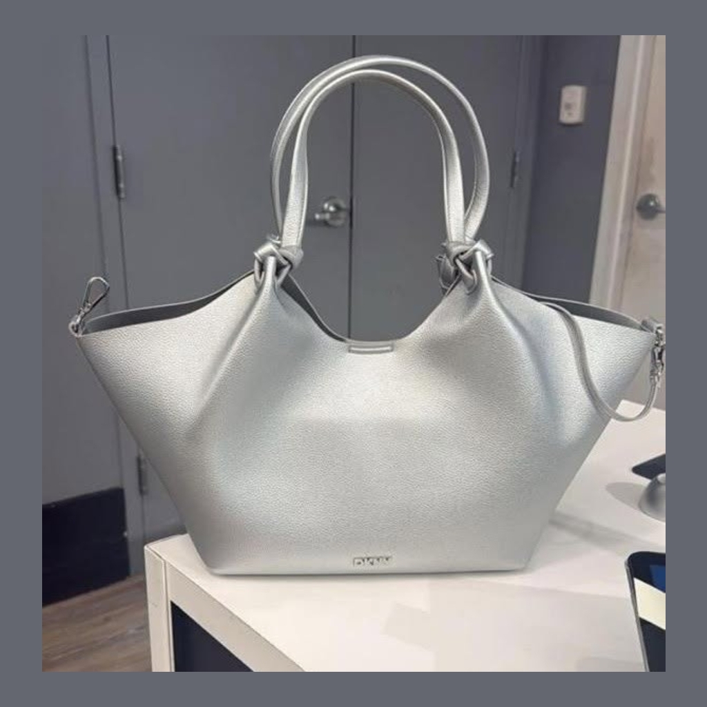 DKNY Silver Metallic Tote Bag - Silver