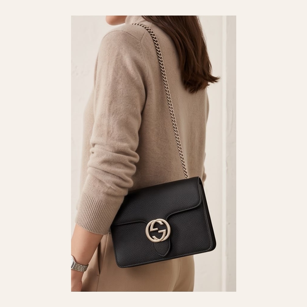 Gucci Interlocking G Shoulder Bag - Black