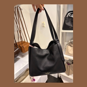 Kate Spade New York Pebbled Leather Tote Bag with Tie Detail - Black