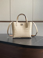 Coach Croc-Embossed Mini Tote Bag - Cream Beige