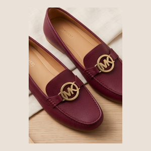 Michael Kors Women's Loafers with MK Logo - Maroon - Size 9 US