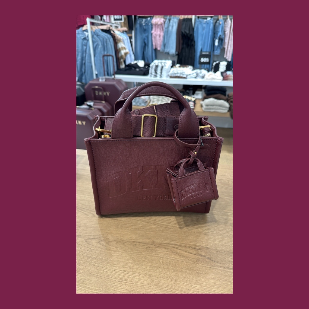 DKNY Embossed Mini Tote Bag - Burgundy