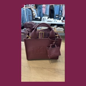 DKNY Embossed Mini Tote Bag - Burgundy