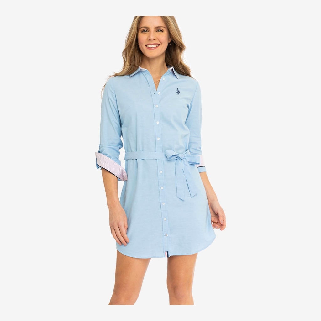 U.S. Polo Assn. Solid Oxford Dress - Light Blue - Size XL